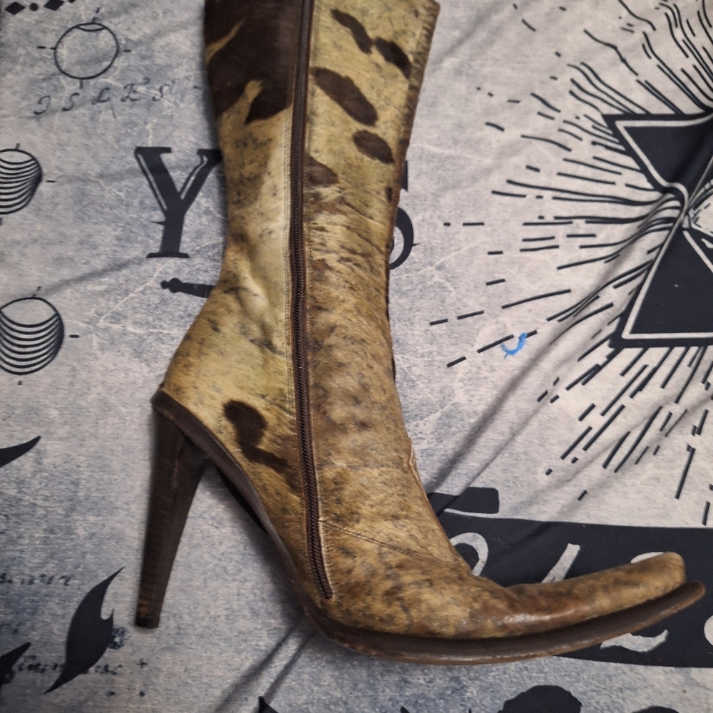 Gianni Bravo Poited Toe High Heeled Italian Leather &Fur Boots Size7.5 - Picture 5 of 14